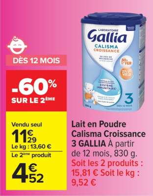 Lait en Poudre Calisma Croissance 3 GALLIA