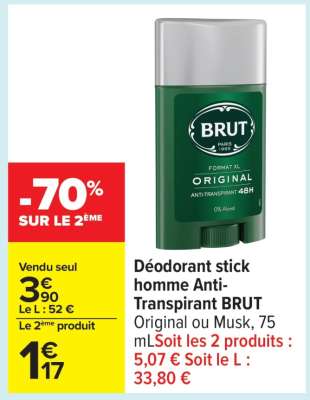 Déodorant stick homme Anti-Transpirant BRUT