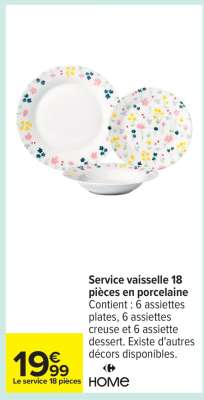 Service vaisselle 18 pièces en porcelaine