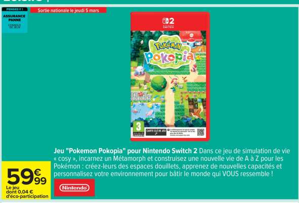 Jeu 'Pokemon Pokopia' pour Nintendo Switch 2