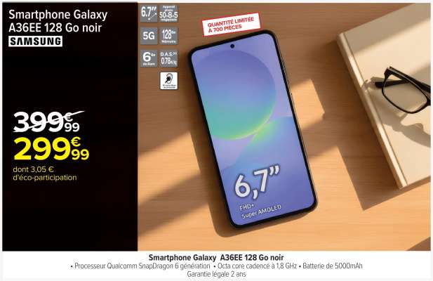 Smartphone Galaxy A36EE 128 Go noir