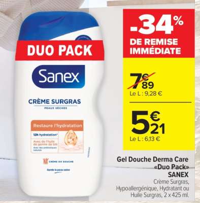 Gel Douche Derma Care «Duo Pack» SANEX