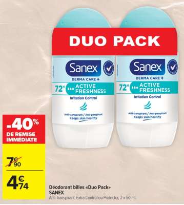 Déodorant billes «Duo Pack» SANEX