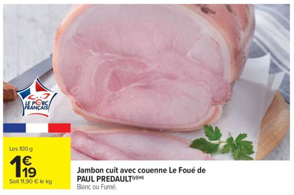 Jambon cuit avec couenne Le Foué de PAUL PREDAULT