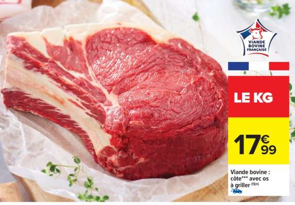 VIANDE BOVINE CÔTE *** AVEC OS À GRILLER