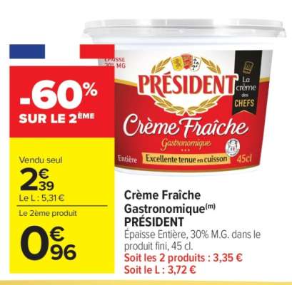 CRÈME FRAÎCHE GASTRONOMIQUE PRESIDENT