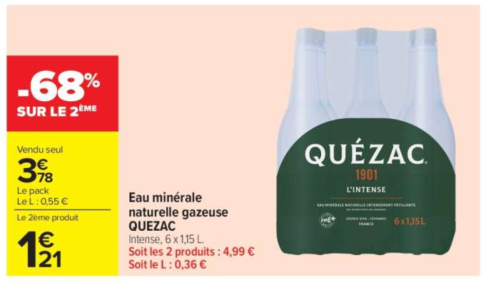 Eau Minerale Naturelle Gazeuse Quezac