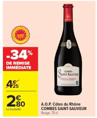 A.O.P. Côtes du Rhône COMBES SAINT-SAUVEUR