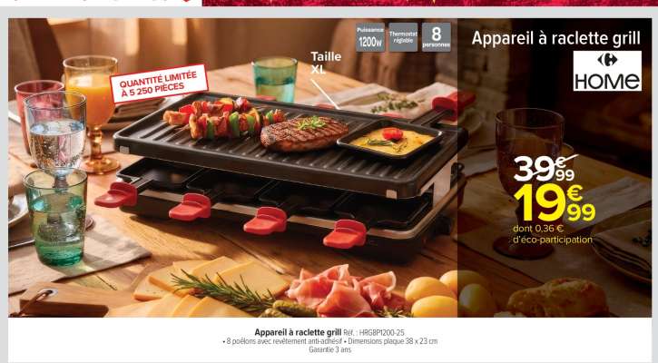 Appareil à raclette grill