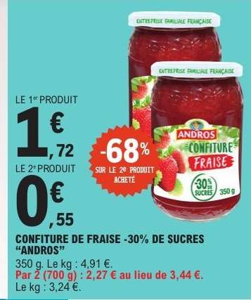 CONFITURE DE FRAISE -30% DE SUCRES “ANDROS”