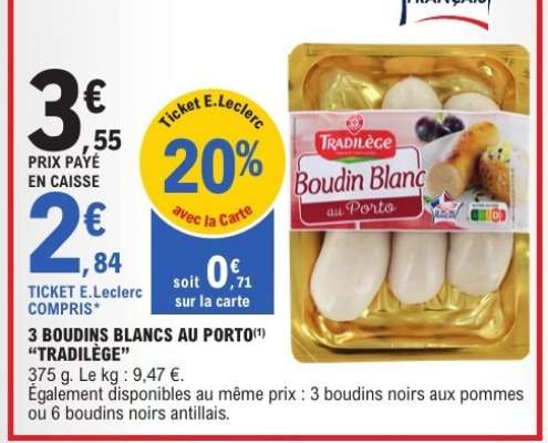 3 Boudins Blancs au Porto 'Tradilège'