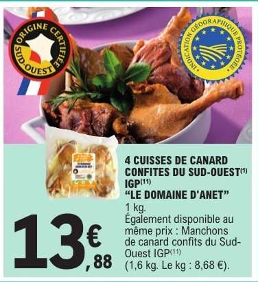 4 Cuisses de Canard Confites du Sud-Ouest IGP