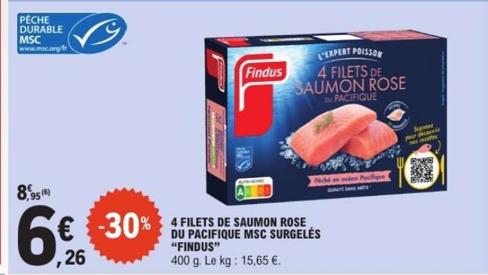 4 FILETS DE SAUMON ROSE DU PACIFIQUE MSC SURGELÉS “FINDUS”
