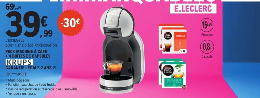 PACK MACHINE À CAFÉ + 4 BOÎTES DE CAPSULES KRUPS