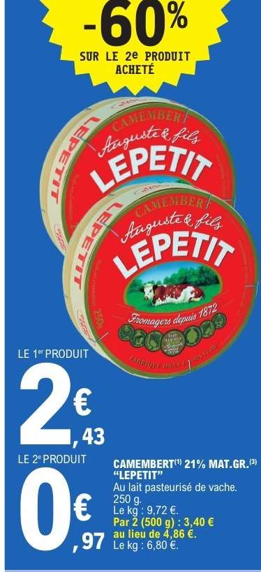 CAMEMBERT® 21% MAT.GR.(*) “LEPETIT”