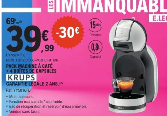 PACK MACHINE À CAFÉ + 4 BOÎTES DE CAPSULES