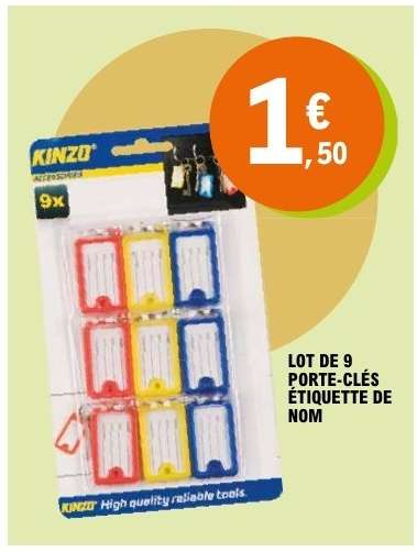 LOT DE 9 PORTE-CLÉS ÉTIQUETTE DE NOM