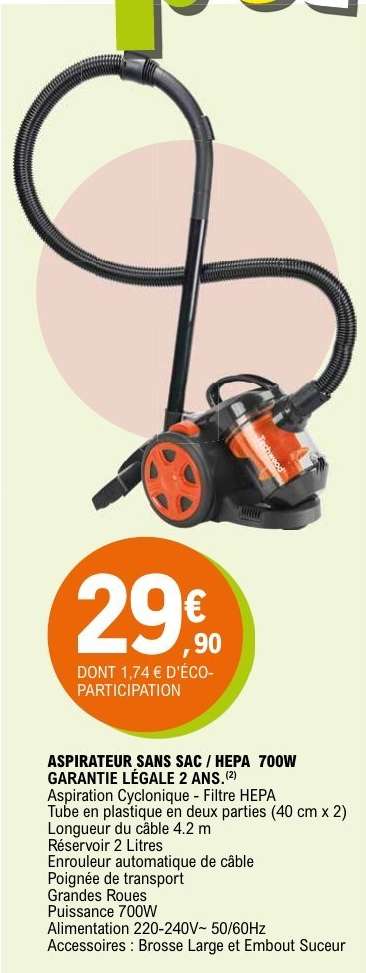 ASPIRATEUR SANS SAC / HEPA 700W
