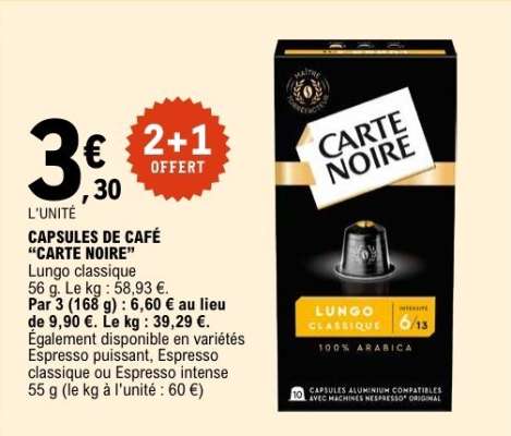 Capsules De Café Carte Noire