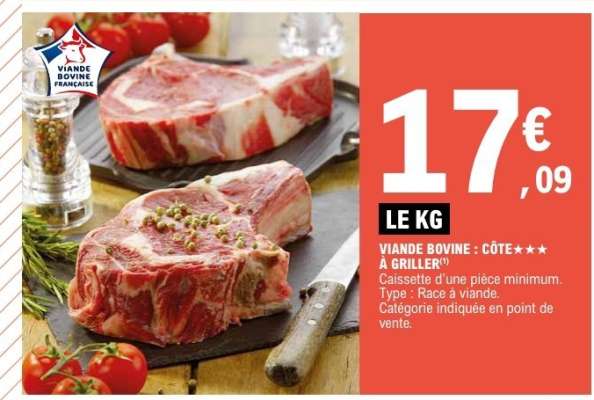 Viande Bovine : Côte à Griller