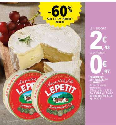 CAMEMBERT 21% MAT. GR. (PRIX "LEPETIT")
