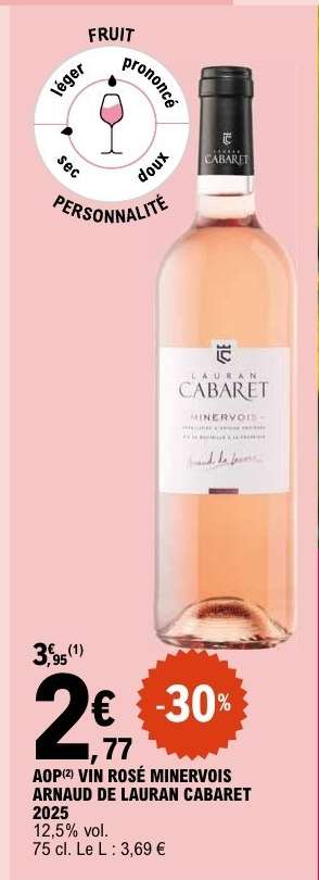 AOP(1) VIN ROSÉ MINERVOIS ARNAUD DE LAURAN CABARET