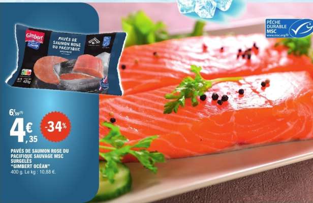 Pavés de Saumon Rose du Pacifique Sauvage MSC Surgelés 'Gimbert Océan'
