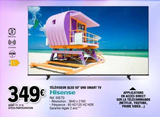 TÉLÉVISEUR QLED 50'' UHD SMART TV Hisense