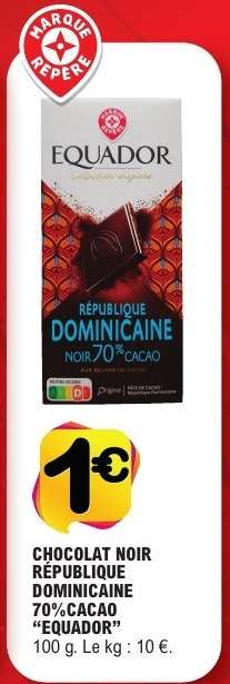 CHOCOLAT NOIR RÉPUBLIQUE DOMINICAINE 70% CACAO "EQUADOR"