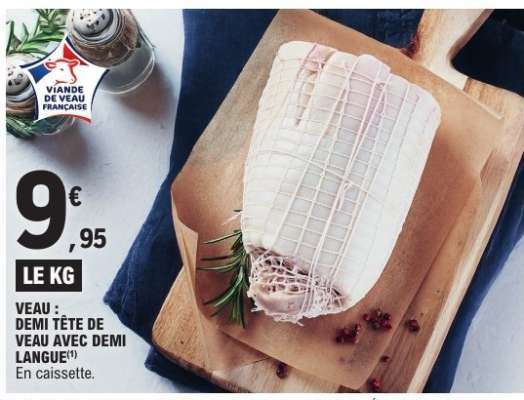 VEAU : DEMI TÊTE DE VEAU AVEC DEMI LANGUE