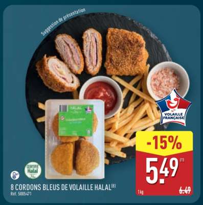 8 Cordons Bleus de Volaille Halal