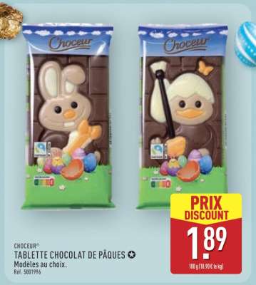 CHOCEUR TABLETTE CHOCOLAT DE PÂQUES