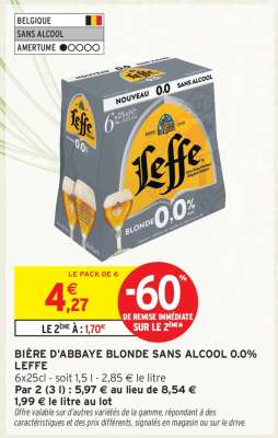 BIÈRE D'ABBAYE BLONDE SANS ALCOOL 0.0% LEFFE