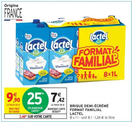BRIQUE DEMI-ÉCRÉMÉ FORMAT FAMILIAL LACTEL