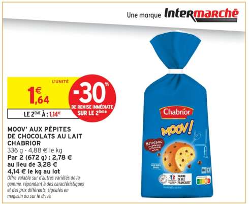 MOOV' AUX PÉPITES DE CHOCOLATS AU LAIT CHABRIOR