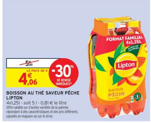 Boisson au thé saveur pêche 'Lipton'