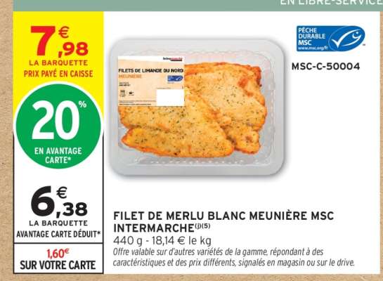 FILET DE MERLU BLANC MEUNIÈRE MSC INTERMARCHÉ