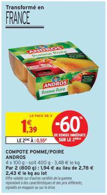 COMPOTE POMME/POIRE ANDROS