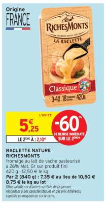 Raclette Nature Richesmonts