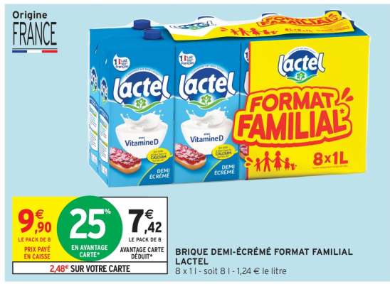 BRIQUE DEMI-ÉCRÉMÉ FORMAT FAMILIAL LACTEL