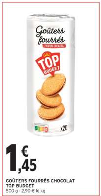 GOÛTERS FOURRÉS CHOCOLAT TOP BUDGET