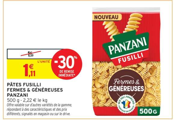 Pâtes Fusilli Fermes & Généreuses Panzani