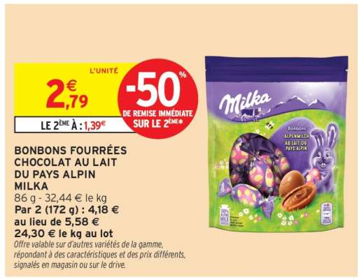 Bonbons Fourrés Chocolat au Lait du Pays Alpin Milka