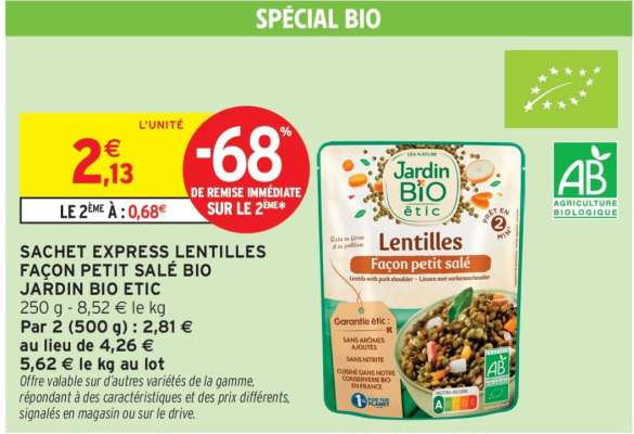 Sachet Express Lentilles Façon Petit Salé Bio