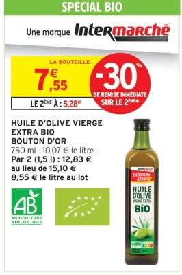 HUILE D'OLIVE VIERGE EXTRA BIO BOUTON D'OR
