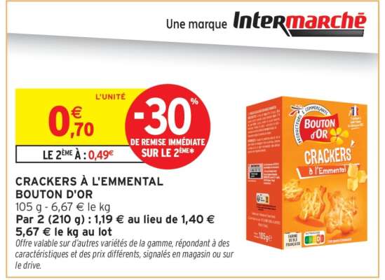 CRACKERS À L'EMMENTAL BOUTON D'OR