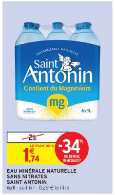 EAU MINÉRALE NATURELLE SANS NITRATES SAINT ANTONIN