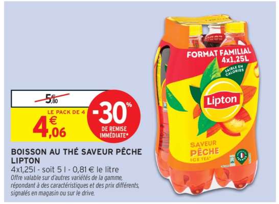 Boisson au thé saveur pêche 'Lipton'