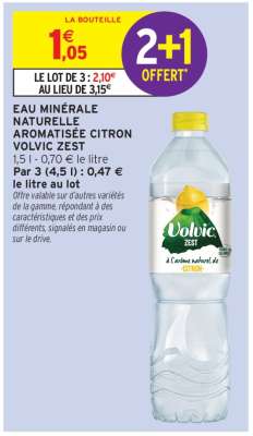 Eau Minérale Naturelle Aromatisée Citron Volvic Zest