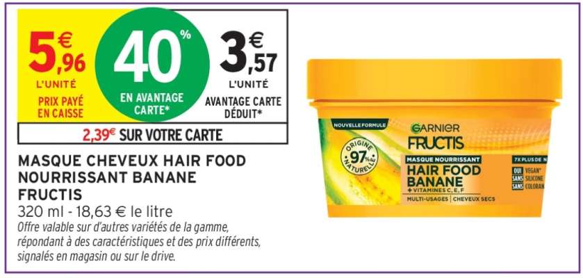 MASQUE CHEVEUX HAIR FOOD NOURRISSANT BANANE FRUCTIS